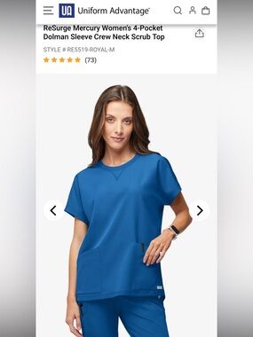 Women’s ReSurge Mercury 4 Pocket Dolman Sleeve Crew Neck Scrub Top